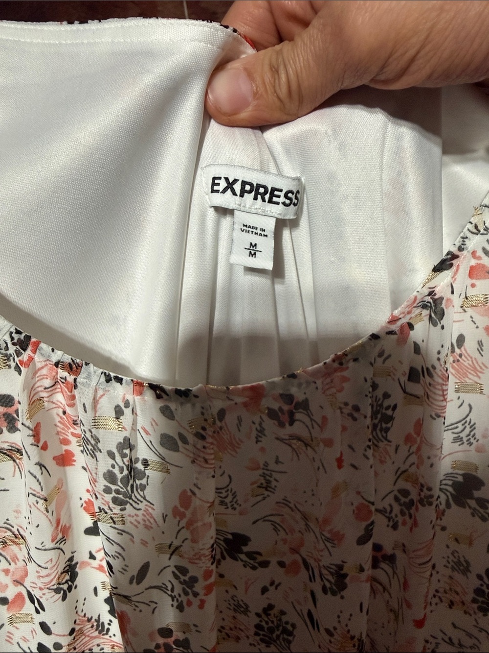Express Floral Tie-Shoulder Maxi Dress - White, Pink, Green - Picture 2 of 3